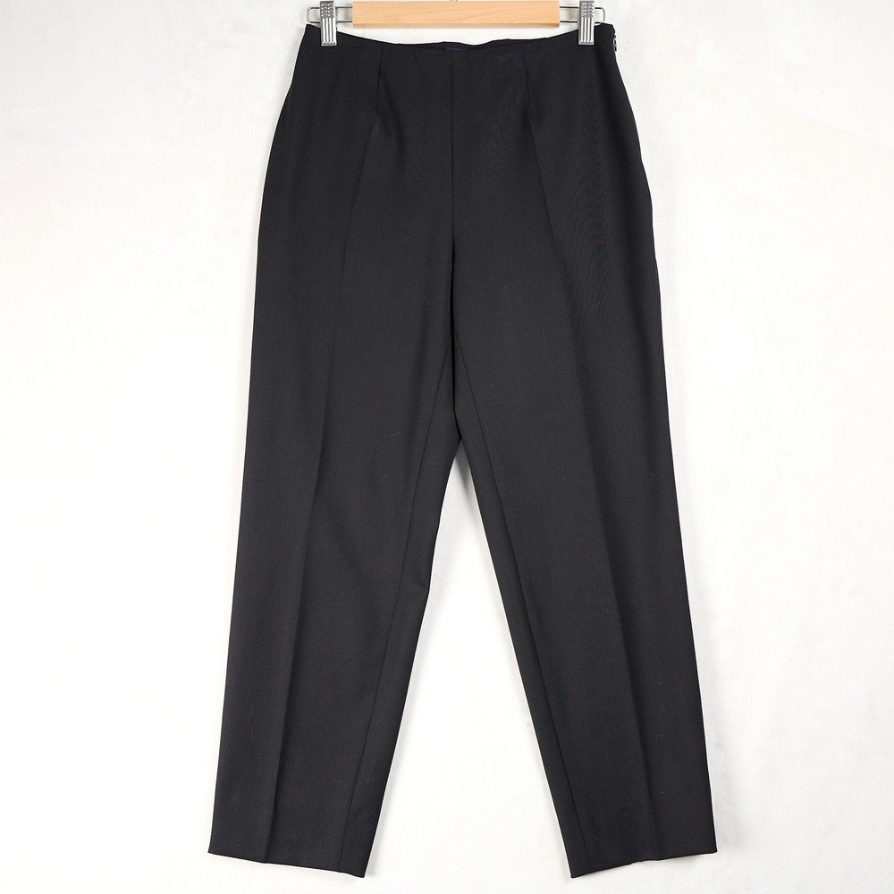Piazza Sempione Black Stretch Wool Tailored Pants Made in Italy Size IT 42